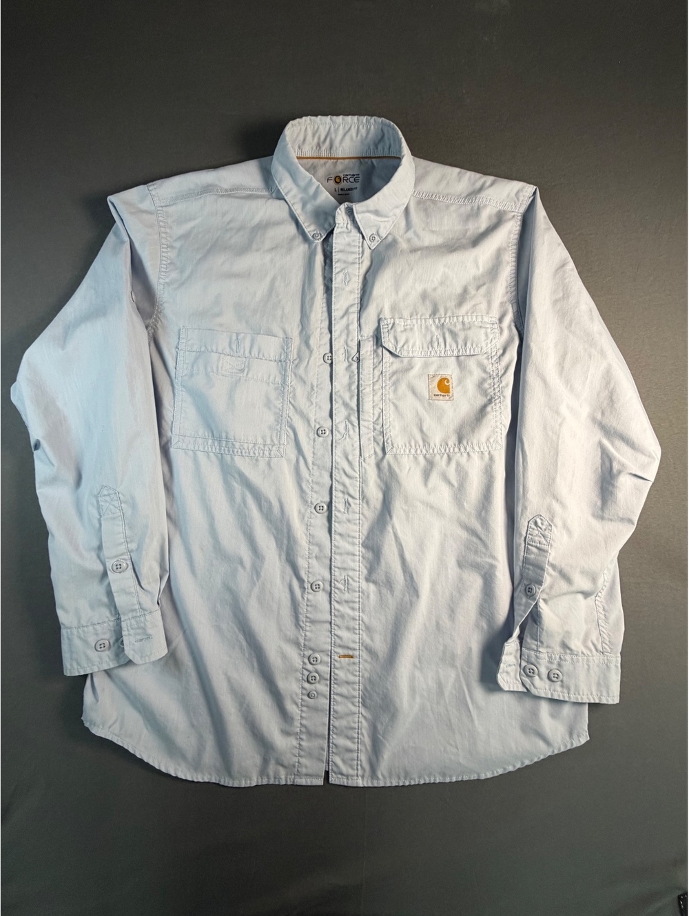 Carhartt Force Men's Relaxed Fit Light Blue Work Shirt Large